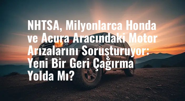 NHTSA, Milyonlarca Honda ve Acura Aracındaki Motor Arızalarını Soruşturuyor: Yeni Bir Geri Çağırma Yolda Mı?