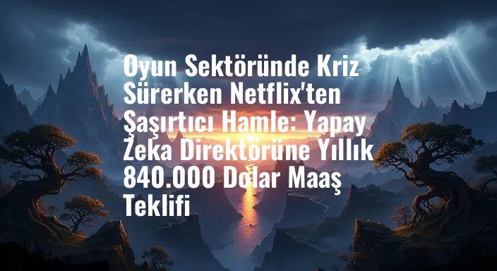 Oyun Sektöründe Kriz Sürerken Netflix'ten Şaşırtıcı Hamle: Yapay Zeka Direktörüne Yıllık 840.000 Dolar Maaş Teklifi